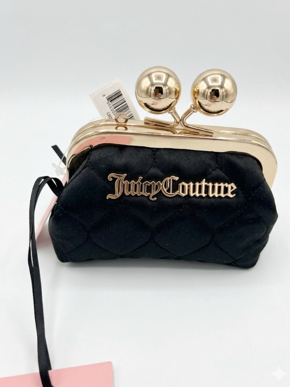 Juicy Couture Black Quilted kiss lock coin purse